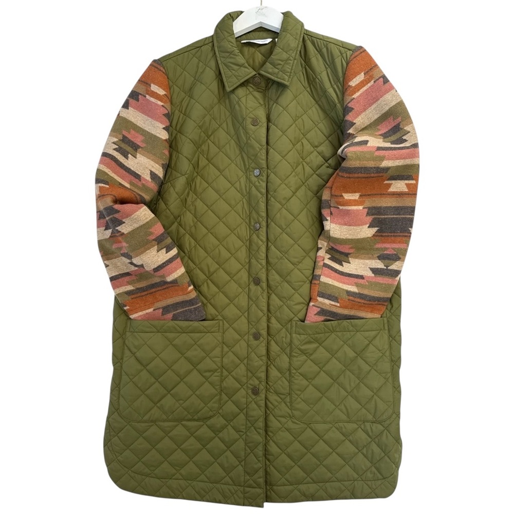 Canyon Retreat Southwestern Quilted Jacket Aztec Sleeve Coat Size Large